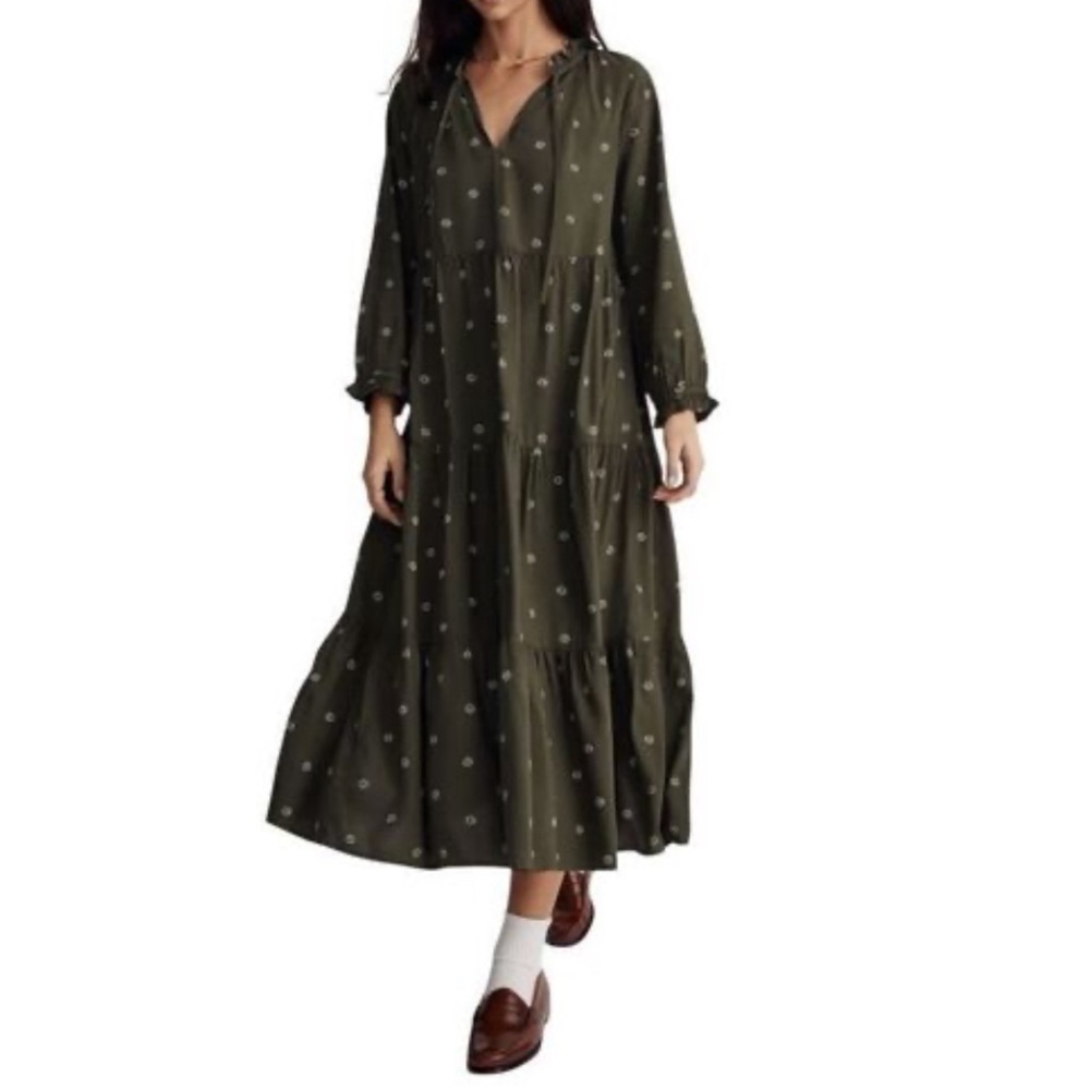 Madewell Olive Green Polka Dot Dress